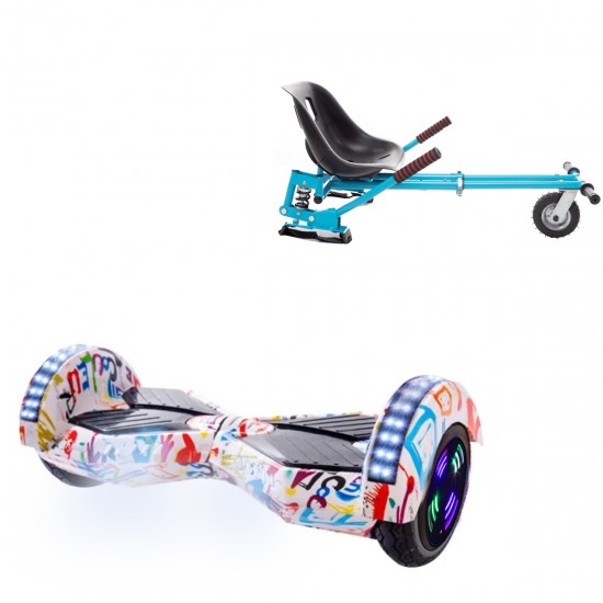 Elektromos Hoverboard GoKart Szett Lengéscsillapítókkal, 6.5 colos, Transformers Splash Junior, Standard Hatótávolság, Kék HoverKart Lengéscsillapítókkal, Smart Balance