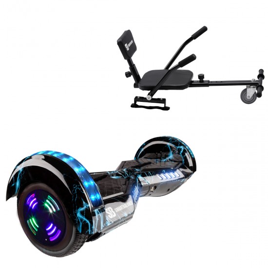 Elektromos Hoverboard csomag Komfortos Üléssel, 6.5 colos, Transformers Thunderstorm Blue Junior, Standard Hatótávolság, Fekete Szivacsos ülés, Smart Balance