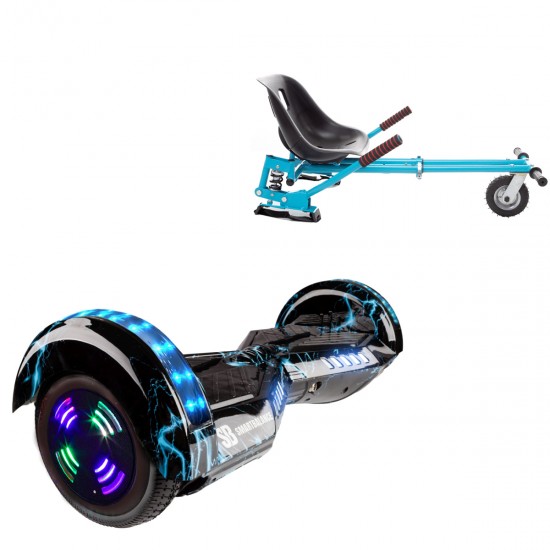 Elektromos Hoverboard GoKart Szett Lengéscsillapítókkal, 6.5 colos, Transformers Thunderstorm Blue Junior, Standard Hatótávolság, Kék HoverKart Lengéscsillapítókkal, Smart Balance