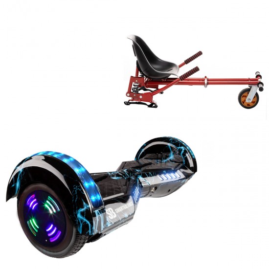 Elektromos Hoverboard GoKart Szett Lengéscsillapítókkal, 6.5 colos, Transformers Thunderstorm Blue Junior, Standard Hatótávolság, Piros HoverKart Lengéscsillapítókkal, Smart Balance