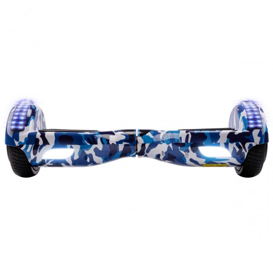 Elektromos Hoverboard GoKart Szett Lengéscsillapítókkal, 6.5 colos, Regular Camouflage Blue Junior, Standard Hatótávolság, Fekete HoverKart Lengéscsillapítókkal, Smart Balance 4