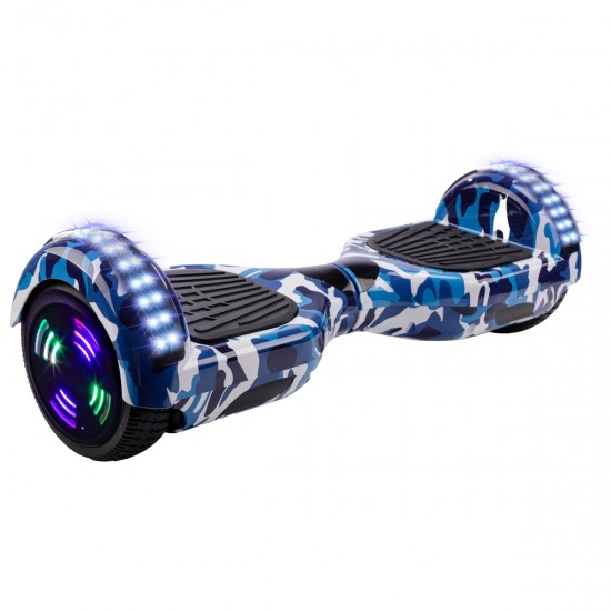 Elektromos Hoverboard GoKart Szett Lengéscsillapítókkal, 6.5 colos, Regular Camouflage Blue Junior, Standard Hatótávolság, Fekete HoverKart Lengéscsillapítókkal, Smart Balance 5