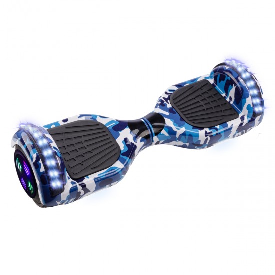 Elektromos Hoverboard GoKart Szett Lengéscsillapítókkal, 6.5 colos, Regular Camouflage Blue Junior, Standard Hatótávolság, Fekete HoverKart Lengéscsillapítókkal, Smart Balance 7