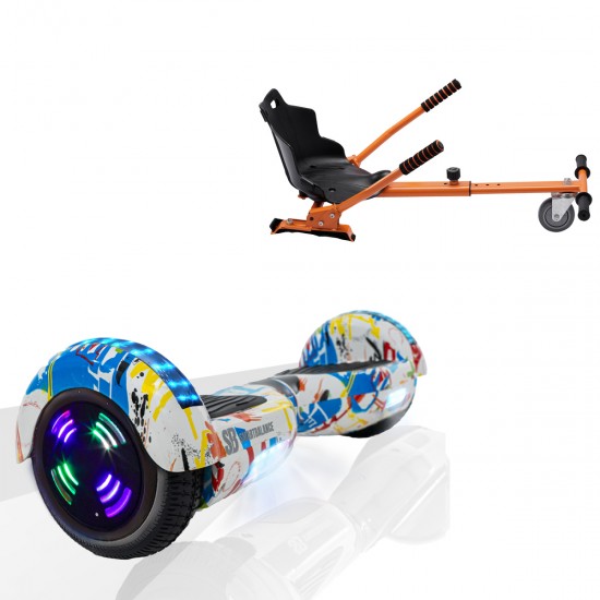 Elektromos Hoverboard Standard GoKart Szett, 6.5 colos, Regular Splash Junior, Standard Hatótávolság, és Narancs Hoverkart, Smart Balance